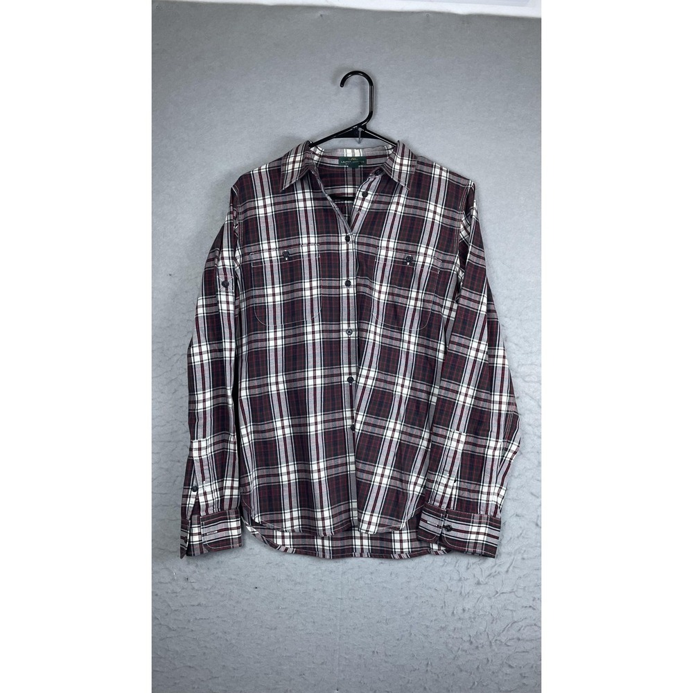 Lauren Jeans Co Ralph Lauren Shirt Womens Medium Red Plaid Button‎ Front Top